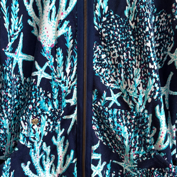 Lilly Pulitzer Bright Navy Good Reef Leona Zip-Up Jacket - Picture 3 of 4